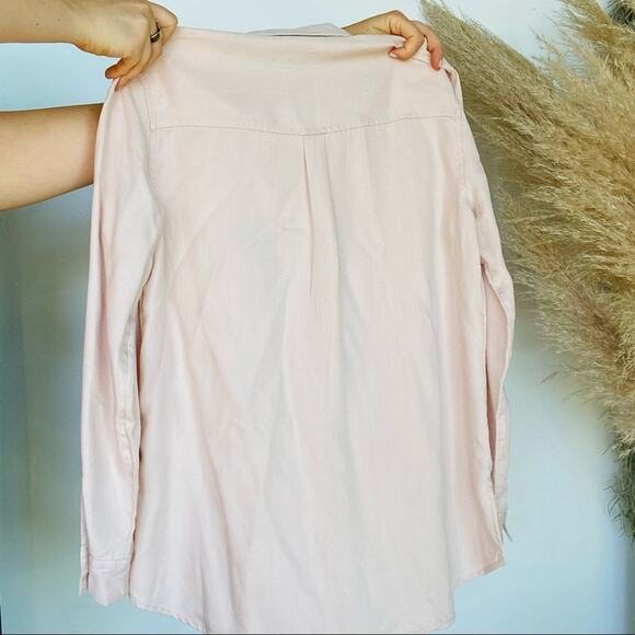 NEW OLD NAVY Blush Soft Pink Tencel Button Down Long Sleeve Shirt Top Blouse M - Picture 8 of 9